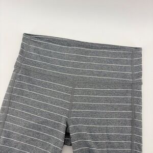 Athleta High Rise Striped Athletic Leggings Size MT Grey White Yoga Pants